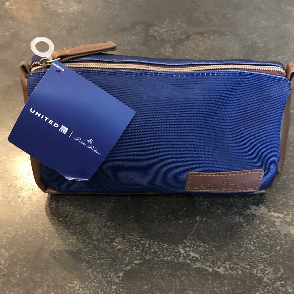 United Airlines Brooks Brothers Blue Canvas Travel Kit